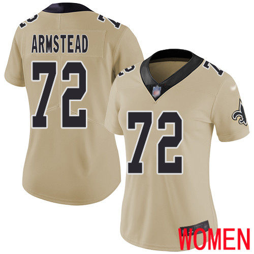 New Orleans Saints Limited Gold Women Terron Armstead Jersey NFL Football 72 Inverted Legend Jersey